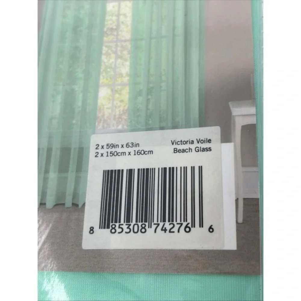 Pairs to Go Rod Pocket Sheer Window Panels set of (2) Beach‎ Glass Green 59x63